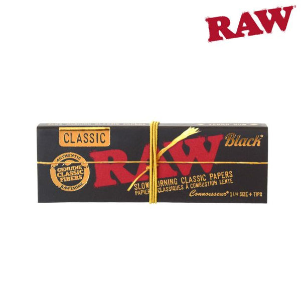 RAW BLACK NATURAL UNREFINED ARTISAN CONNOISSEUR PAPERS w/TIPS 1 1/4 SIZE