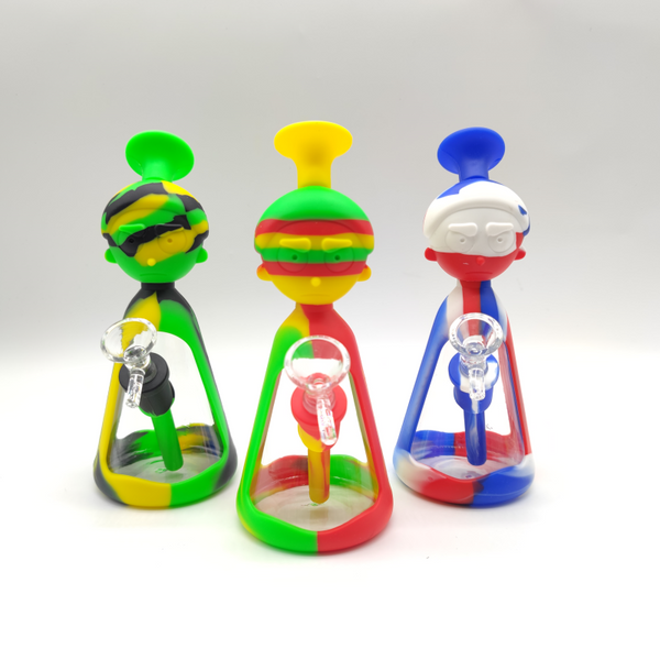 8" ANGRY GUY / MAD SCIENTIST SILICONE BONG (SP1059/SP1060)