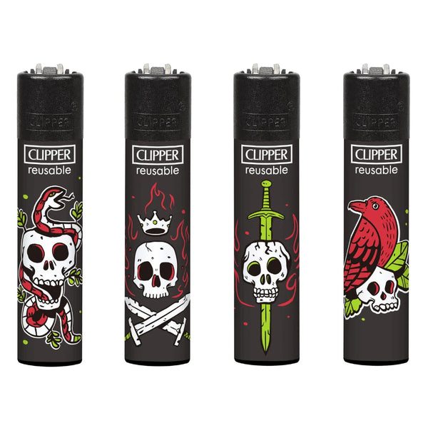 Clipper Lighter - Tattoo Skulls