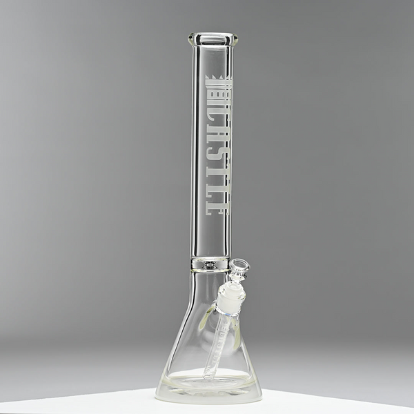 Castle Glass 18" Beaker Bong Etched Logo (Clear)