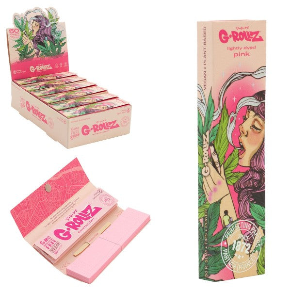 G-Rollz Collector 'Colossal Dream' Pink 11/4 Rolling Papers+Tips