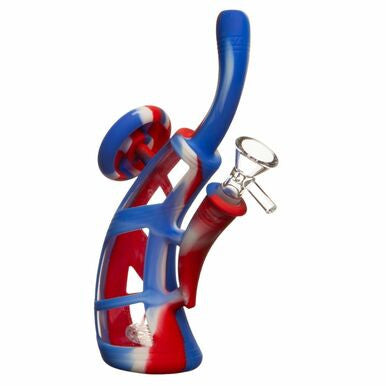 9" Bent Templar Silicone Bong - Assorted Colors (H94)