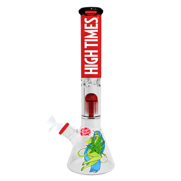 High Times - 16" High There Water Pipe, 8 Arm Tree Perk, Ice Catcher
