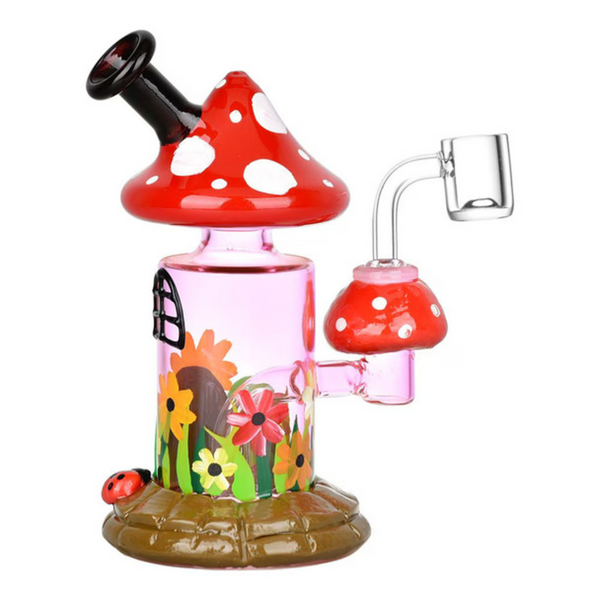 6.25" Magic Shroom Garden Glow In The Dark Glass Dab Rig - 14mm F (PP4753)