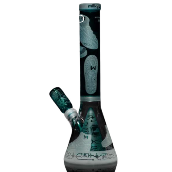 Milkyway Glass 15" Beaker with Collins Perc Teal (MK-1071)