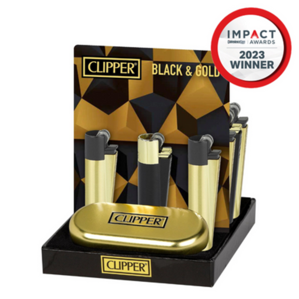Metal Clipper Lighter - Black & Gold