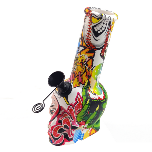 5" GRAPHIC SKULL GLASS WATER PIPE (DK6540-1)