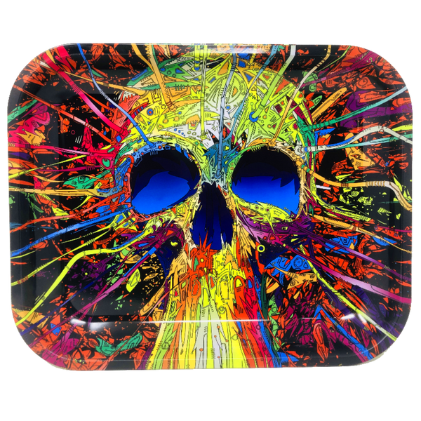 Trippy Painted Skull Rolling Tray - Large