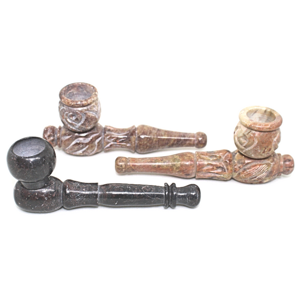4" Stone Hand Pipes - Assorted Styles (STONE-4")