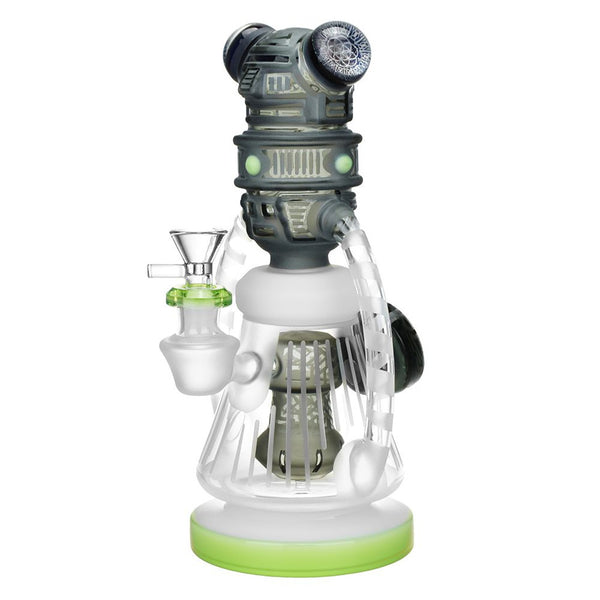 9.5" Robotic Bee Etched Glass Recycler Water Pipe