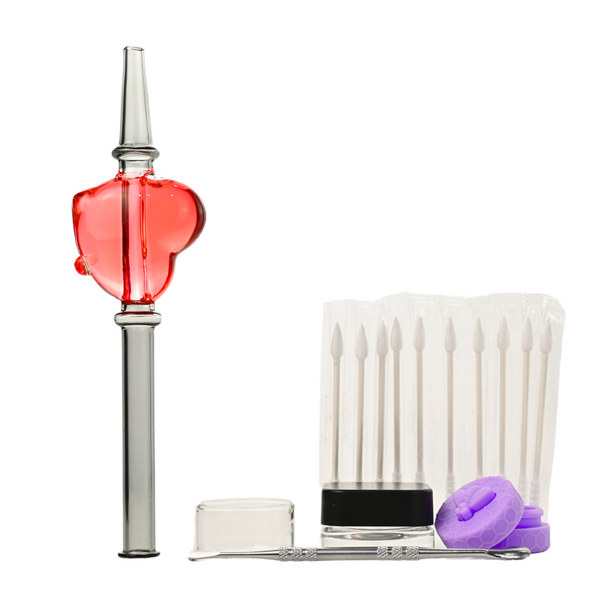 5.7" GLASS HEART SHAPED NECTAR COLLECTOR KIT - ASSORTED ONLY (NC1013)