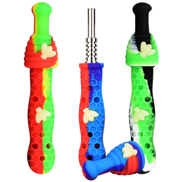 6.5" Silicone UV Honeybee Vapor Straw w/ Cap - Assorted (SA2574)