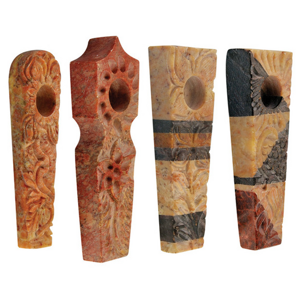 3" Carved Marble Stone Pipe - Assorted Styles