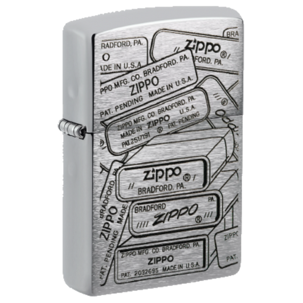 ZIPPO BRUSHED CHROME STAMPS DESIGN