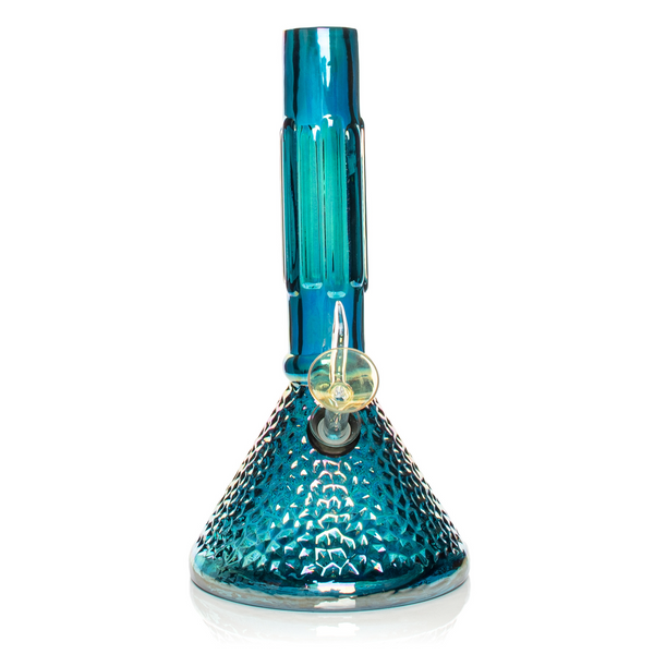 Retro Glass® 9" Platinum Metallic Hammered Beaker Base Water Pipe