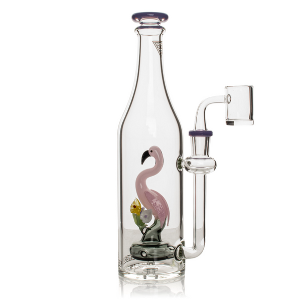 9.5" Purple Slyme Flamingo Bottle Concentrate Rig