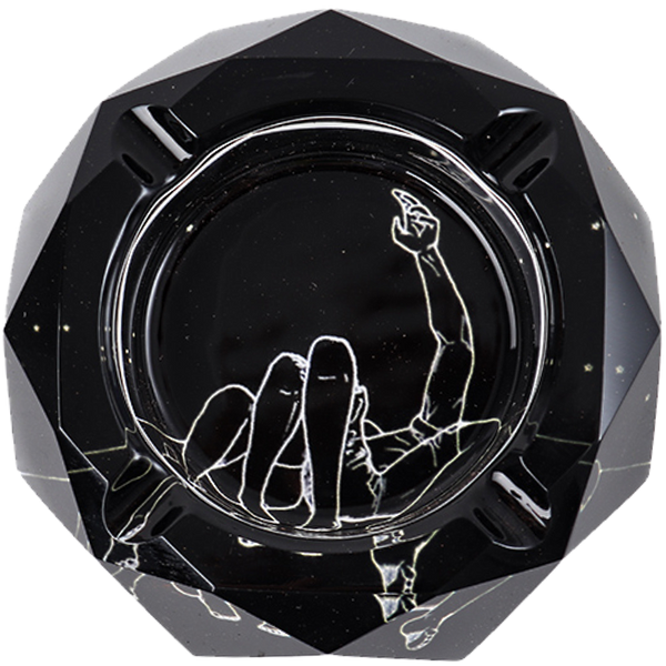 GLASS DIAMOND ASHTRAY - BLACK (CSP2077)