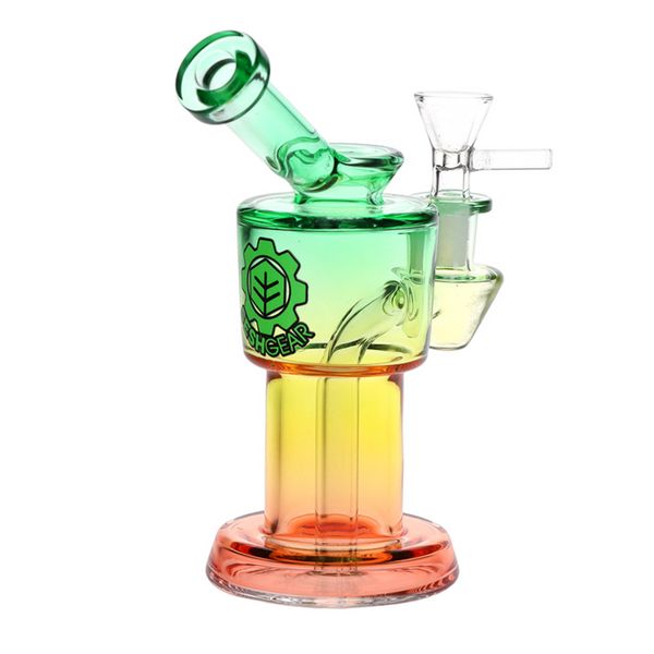 SeshGear Roboto Ombre Glass Water Pipe - 5.25" / 10mm F Green Orange (WP872GROR)