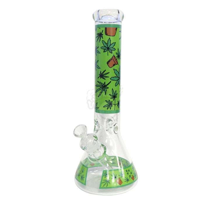 14" Grow Leaf Design Beaker - SmokeTime