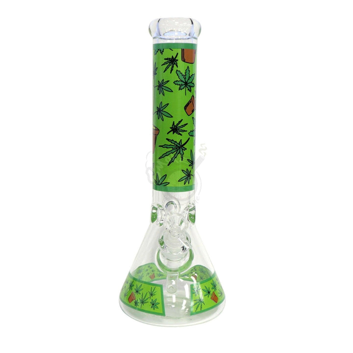 14" Grow Leaf Design Beaker - SmokeTime