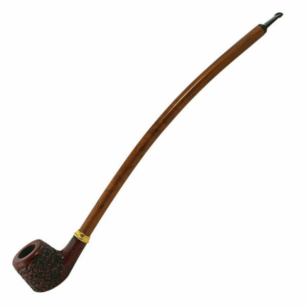 15" Curved Stem Engraved Cherry Wood Shire Pipe (GFA018) - SmokeTime