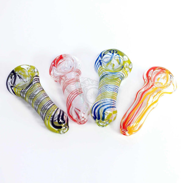 2.5" Clear Glass with Swirls Spoon Pipes - SmokeTime