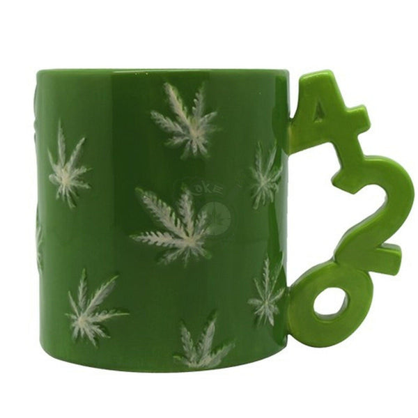 420 Handle with Leaves Coffee Mug (KW-2583) - SmokeTime