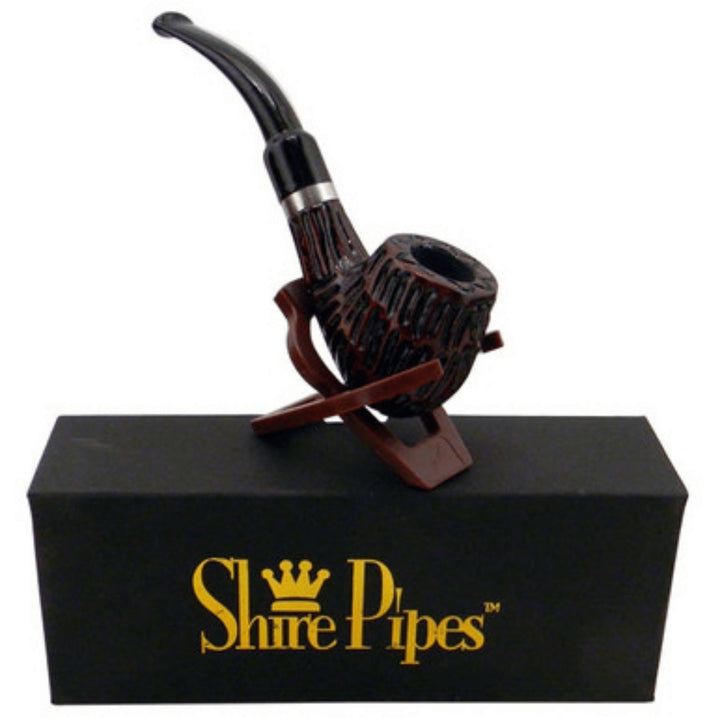 5.25" Engraved Brandy Rosewood Shire Pipe (PP118) - SmokeTime