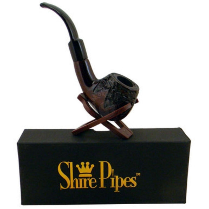 5.5" Engraved Bent Apple Rosewood Shire Pipe (PP330) - SmokeTime