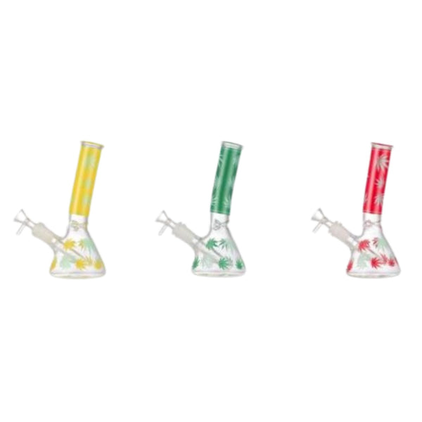 8" Infyniti Bent Neck Beaker With Leaf - Assorted Colors (GH10) - SmokeTime