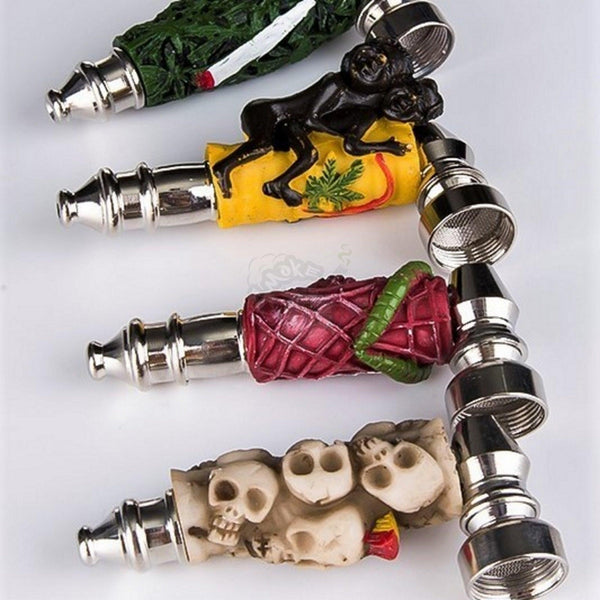 Assorted Metal Pipes with 3d Designs - SmokeTime