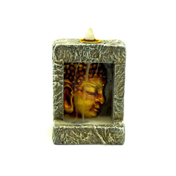 Buddha Head Square Backflow Incense Burner (3118) - SmokeTime