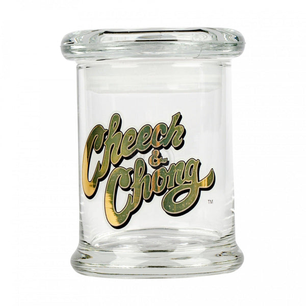 Cheech & Chong Gold Script Logo Pop Top Jar - SmokeTime