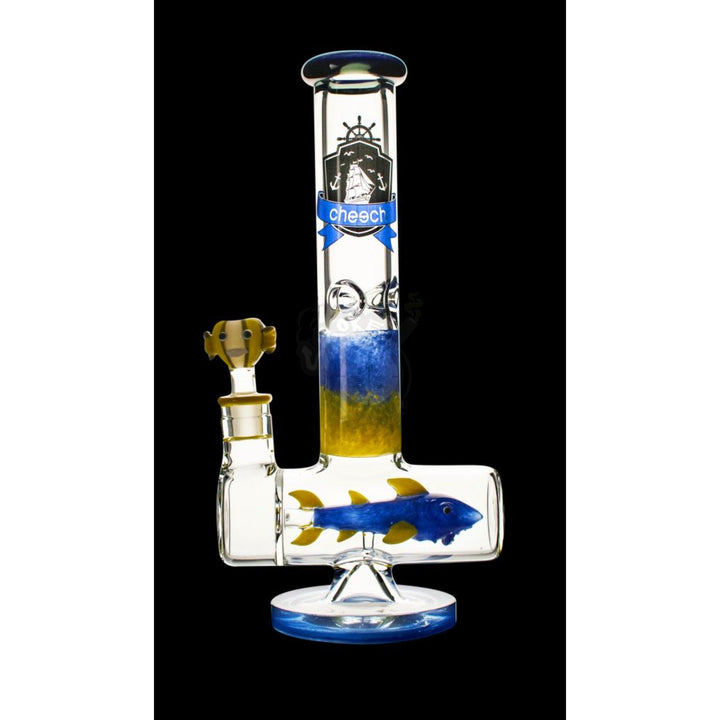 Cheech Glass 14" Blue Fish Inline Tube With Fish Bowl (CHE-229) - SmokeTime