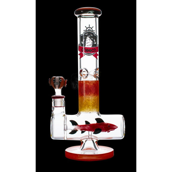 Cheech Glass 14" Red Fish Inline Tube With Fish Bowl (CHE-228) - SmokeTime