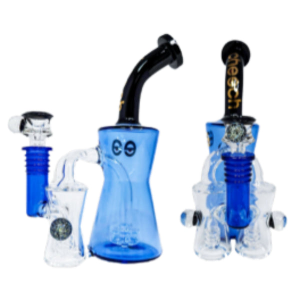 Cheech Glass 8” Blue Double Recycler With Gift Box (CA-064) - SmokeTime