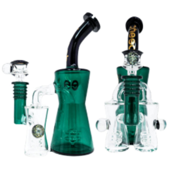 Cheech Glass 8” Teal Double Recycler With Gift Box (CA-063) - SmokeTime