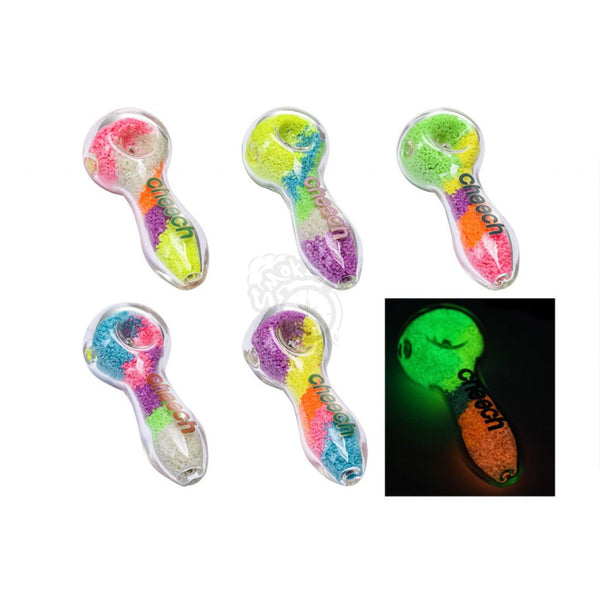 Cheech Glass Pipe 4"- Glow In The Dark , Assorted Colors (CH-PIPE-1172) - SmokeTime