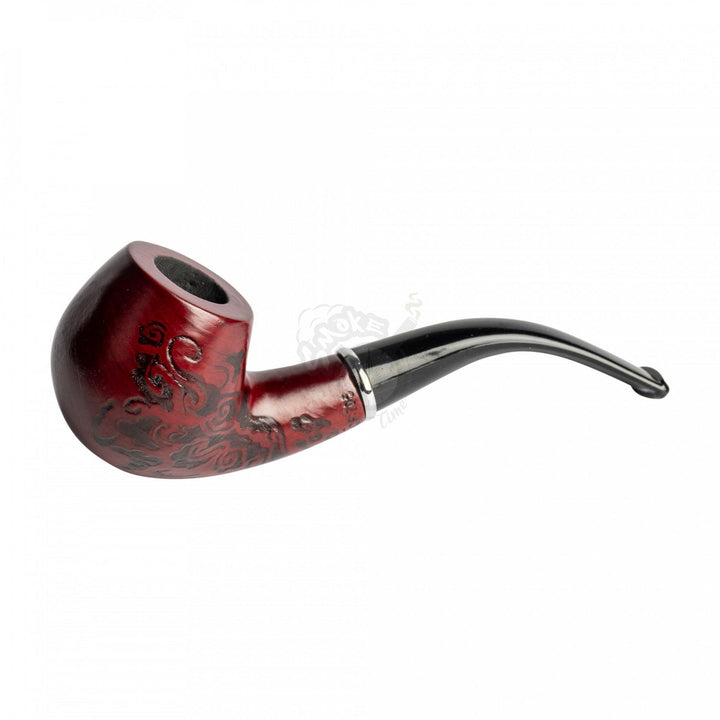 Cherry Classic Tobacco Pipe W/Black Design - SmokeTime
