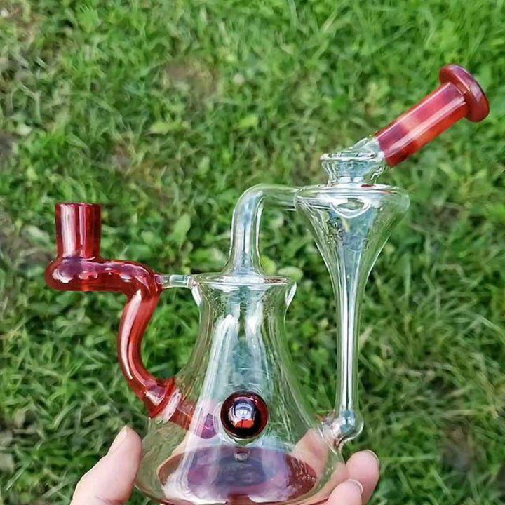 Green Belt Glass Partial Colour Recycler With Millie - SmokeTime