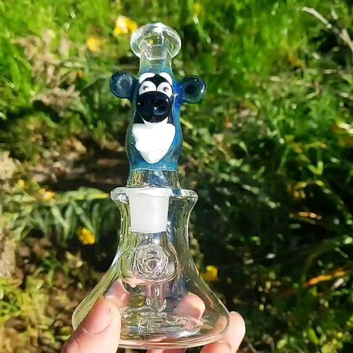 Green Belt Glass Raccoon Head Clear Mini Tube With Opal - SmokeTime