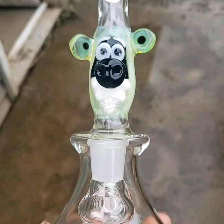 Green Belt Glass Raccoon Head Clear Mini Tube With Opal - SmokeTime