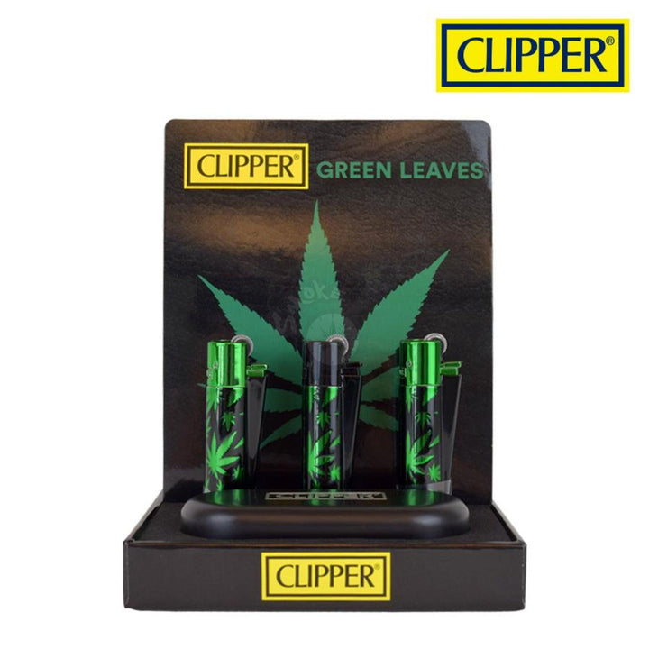 Green Leaves Metal Clipper (LT1001LVG) - SmokeTime