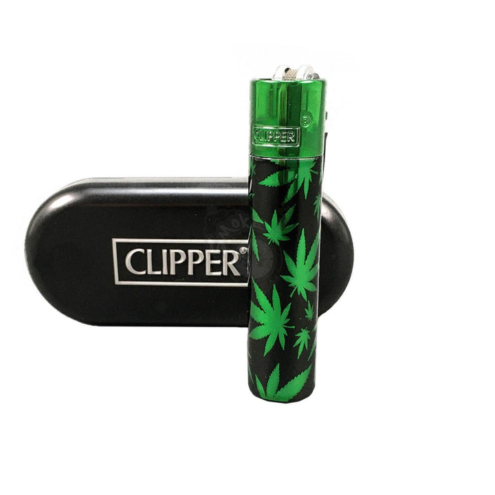 Green Leaves Metal Clipper (LT1001LVG) - SmokeTime