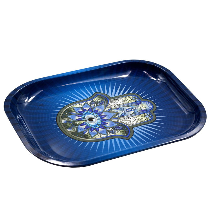 Hamsa Blue Metal Tray - SmokeTime