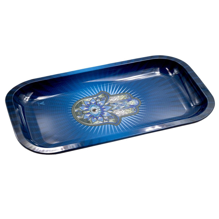 Hamsa Blue Metal Tray - SmokeTime