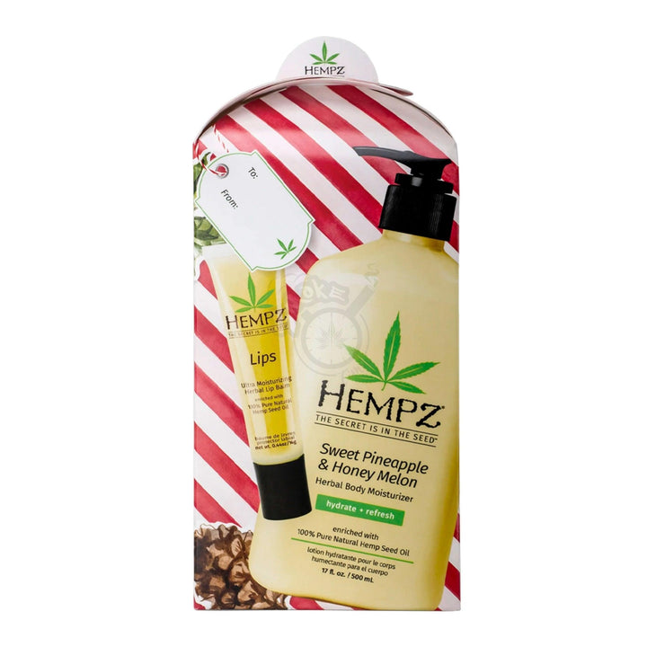 Hempz Holiday Gift Set - 17oz Moisturizer & Lip Balm - Sweet Pineapple & Honey Melon - SmokeTime