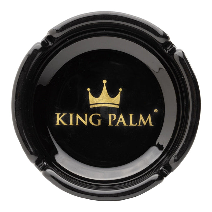King Palm Black Glass Ashtray - SmokeTime