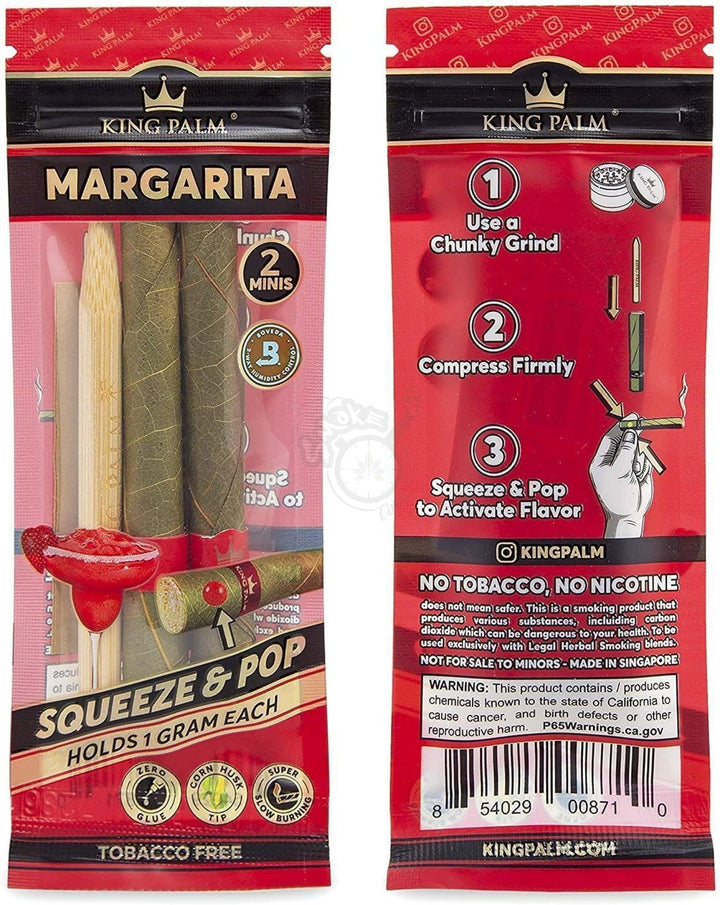 King Palm Wraps Mini Size Rolls Margarita Strawberry Flavor 2/pack - SmokeTime