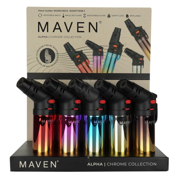 Maven Alpha Chrome Torch Lighters - SmokeTime